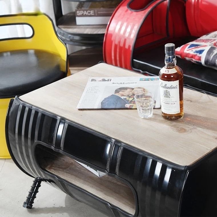 MAS-2286 Masdio SHOT Industrial Metal Barrel Coffee Table Masdio