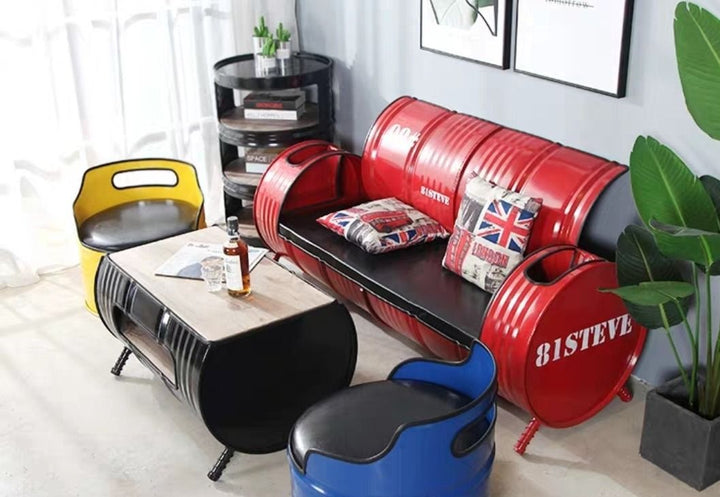 MAS-2286 Masdio SHOT Industrial Metal Barrel Coffee Table Masdio