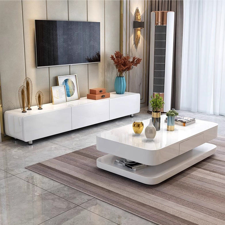 MAS-2305 Masdio Contemporary Glossy Piano White Coffee Table Masdio