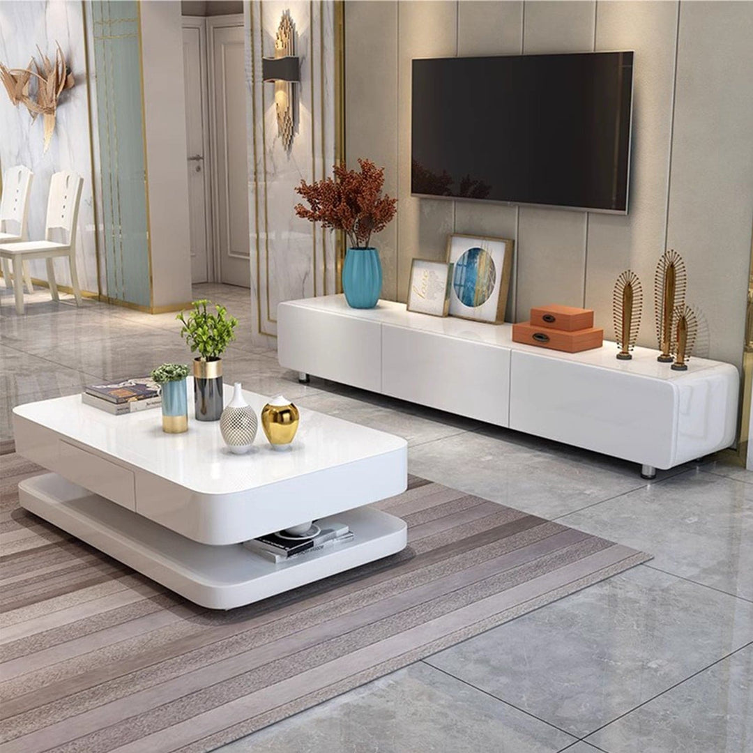 MAS-2305 Masdio Contemporary Glossy Piano White Coffee Table Masdio