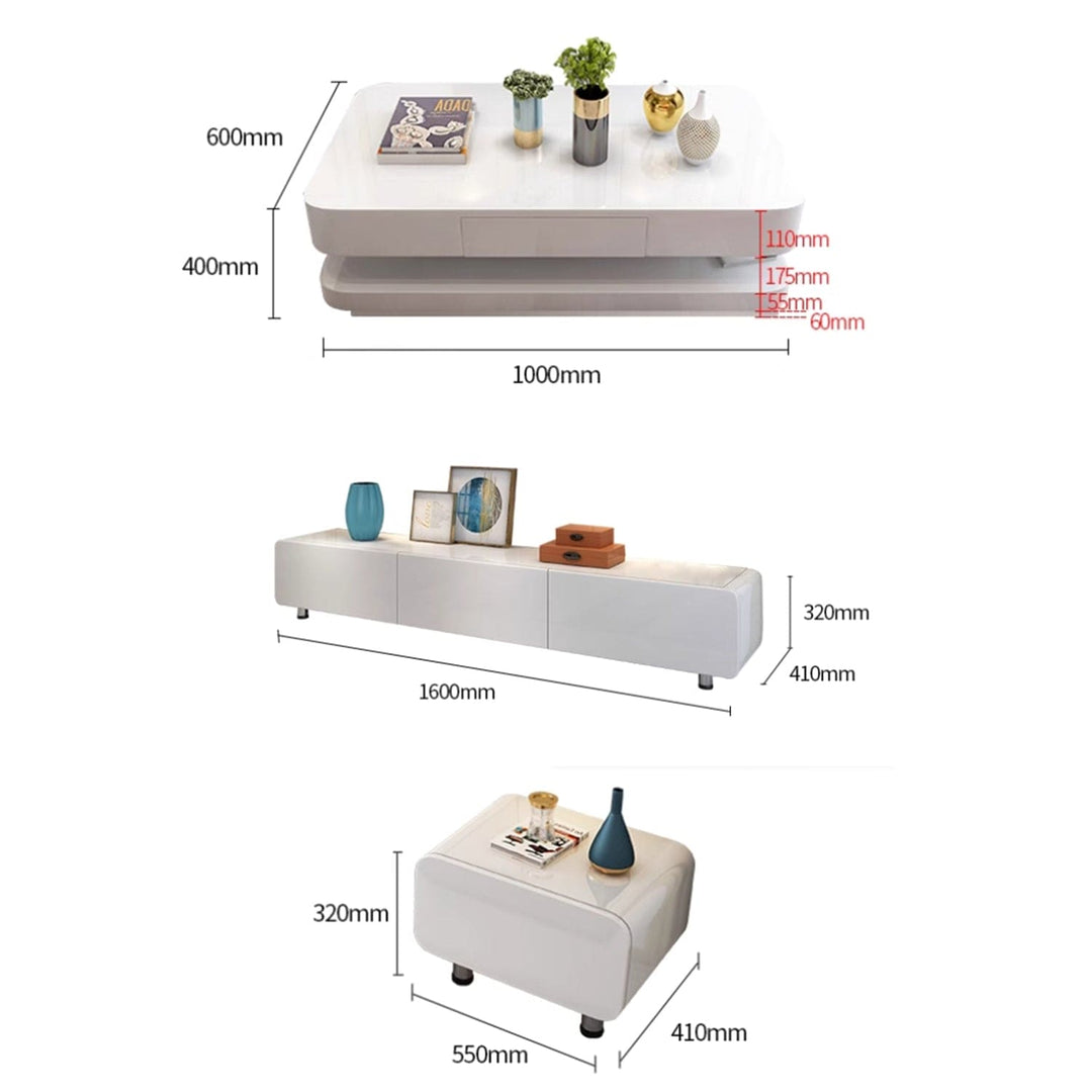 MAS-2305 Masdio Contemporary Glossy Piano White Coffee Table Masdio