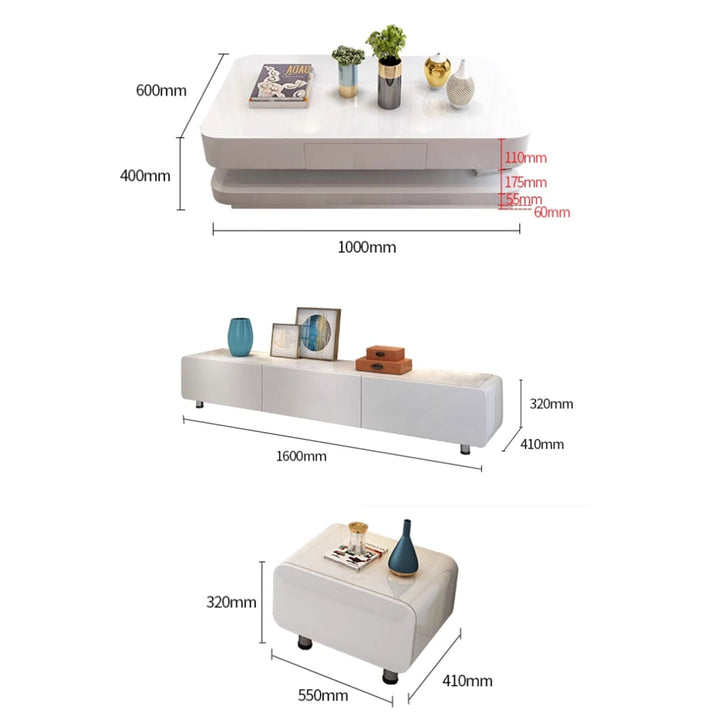 MAS-2305 Masdio Contemporary Glossy Piano White Coffee Table Masdio