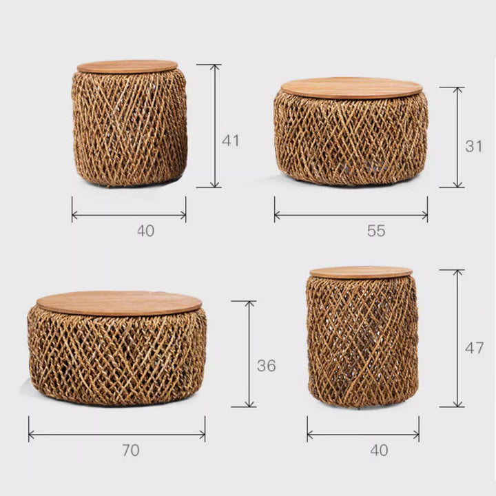 MAS-2453 Masdio MUNRO Rustic Rattan Storage Coffee Table Masdio