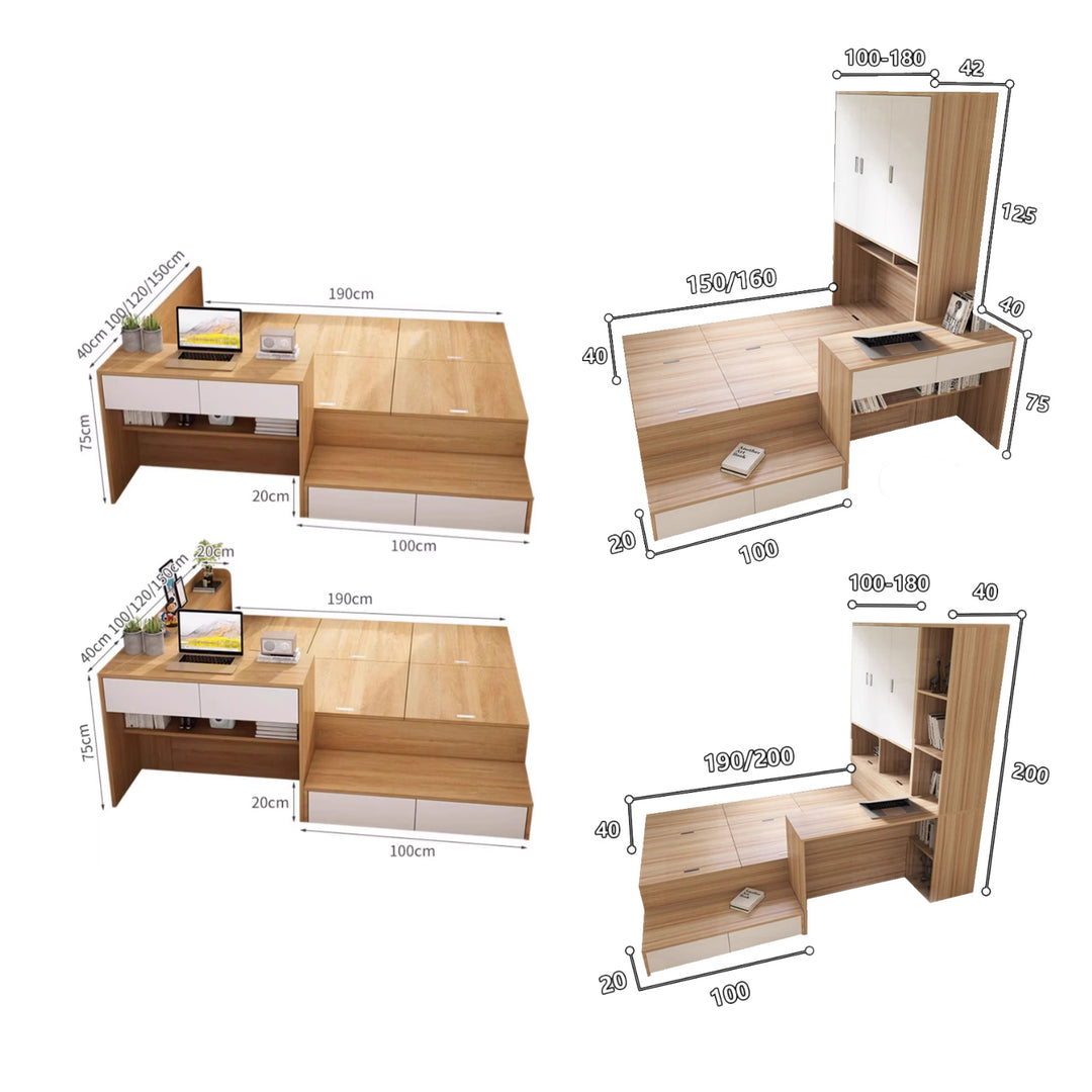MAS-2962 Masdio Modern Storage Bed & Study Table