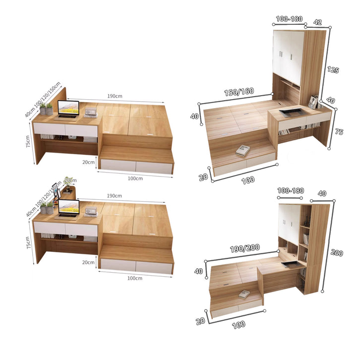 MAS-2962 Masdio Modern Storage Bed & Study Table