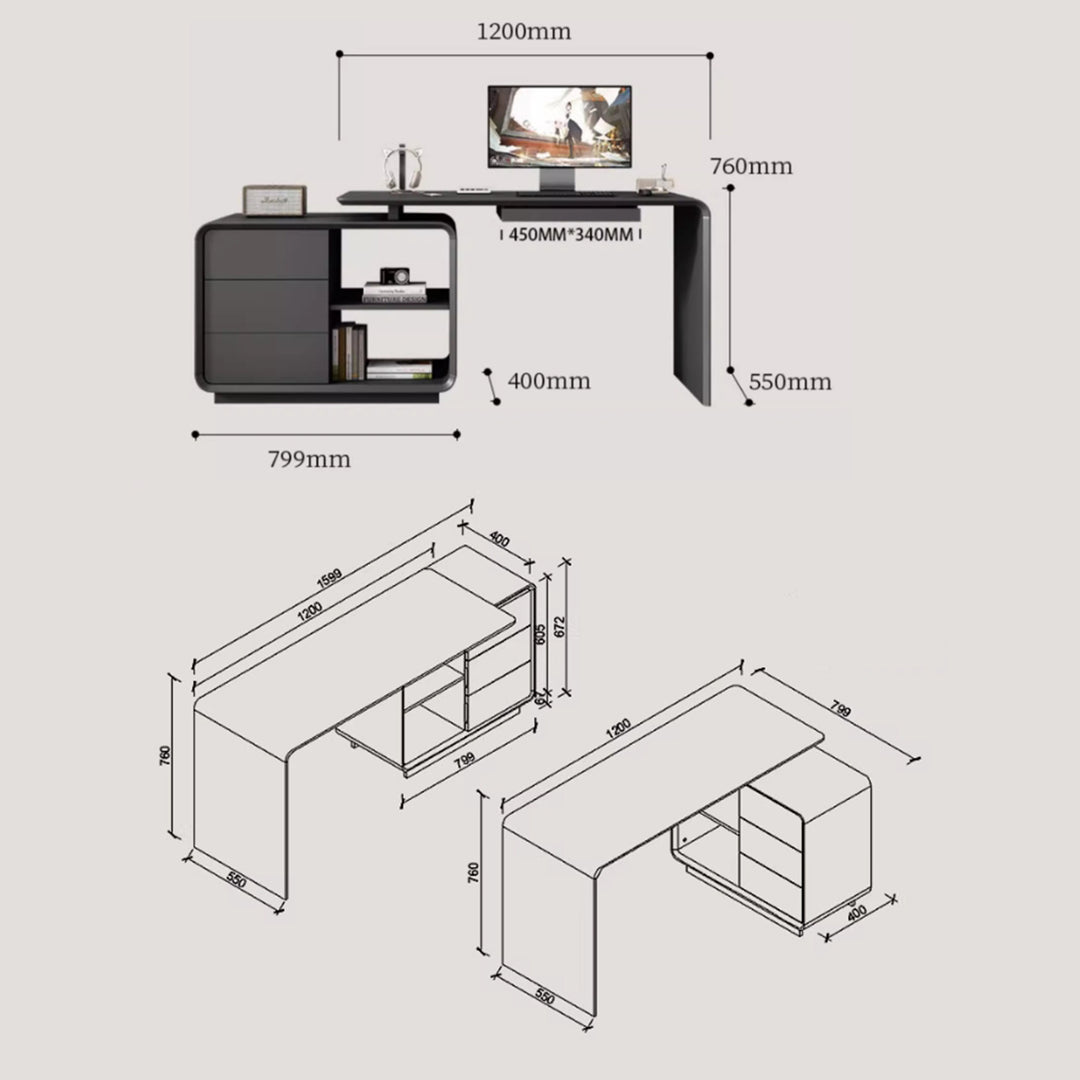 MAS-2984 Masdio Modern Study Table & Drawers