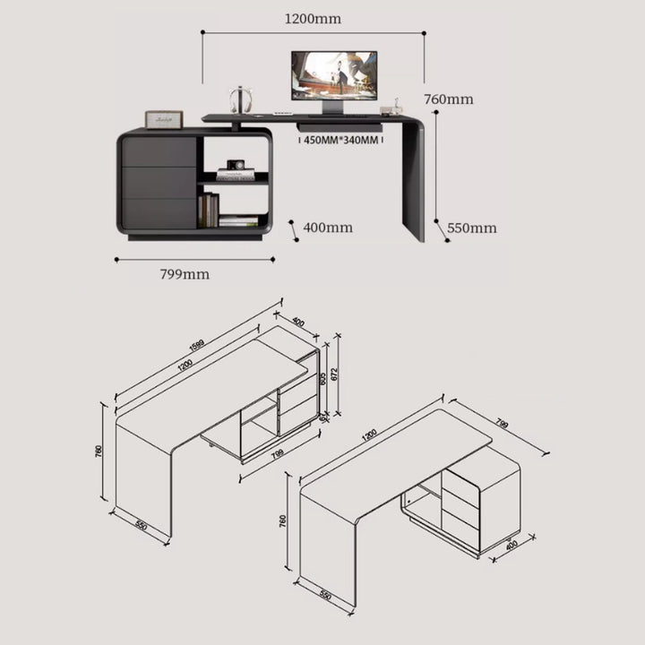 MAS-2984 Masdio Modern Study Table & Drawers