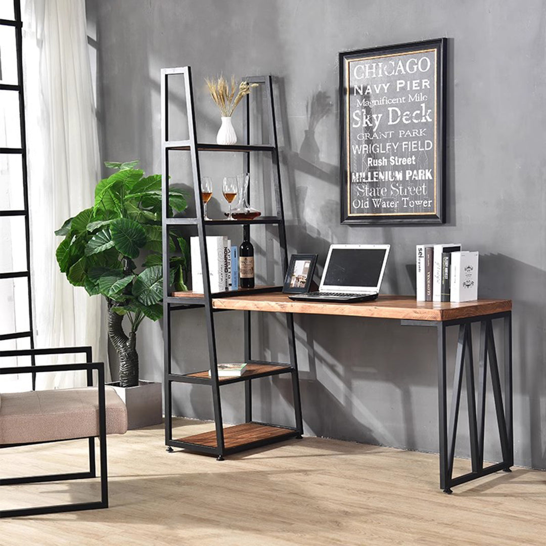 MAS-3053 Masdio Solid Wood Study Table with Ladder Shelf