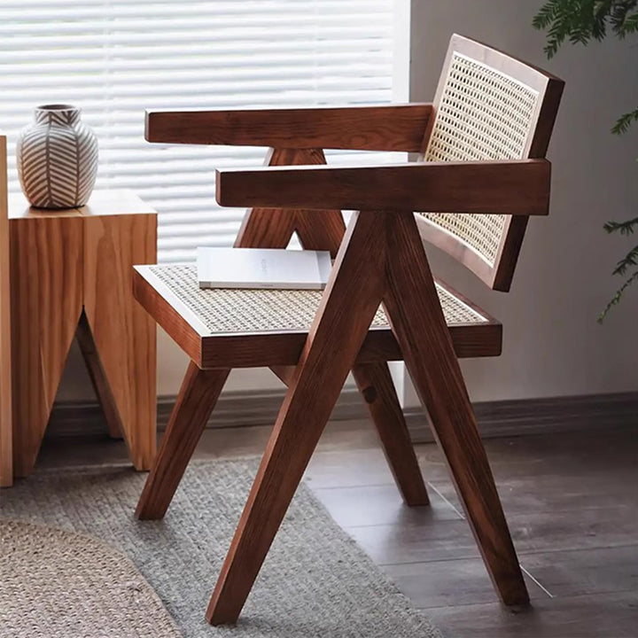 MAS-3173 Masdio Vintage Solid Wood Rattan Chair