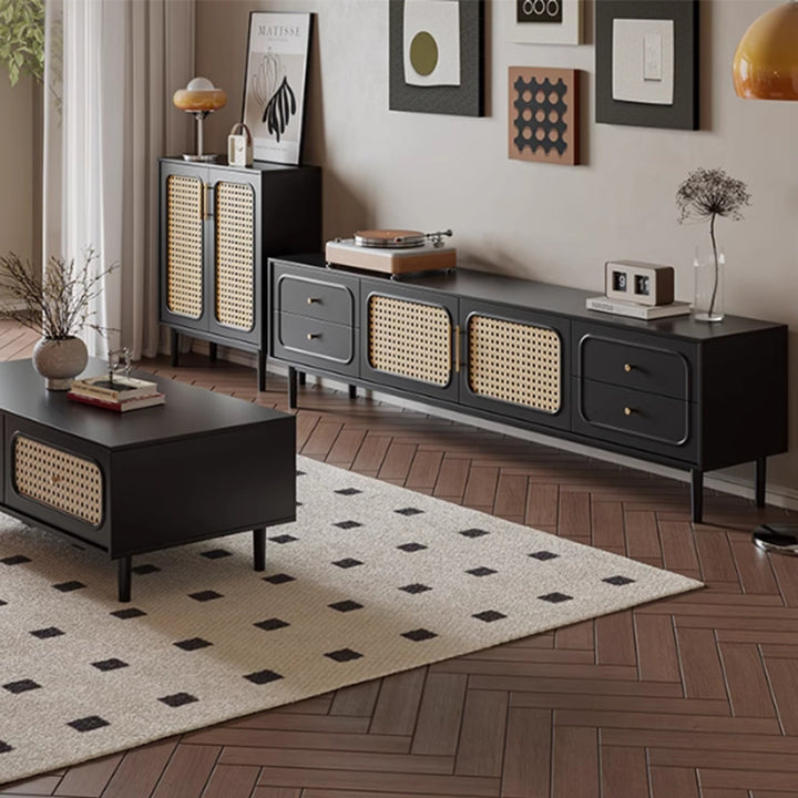 MAS-3293 Masdio Black Rattan Tv Console