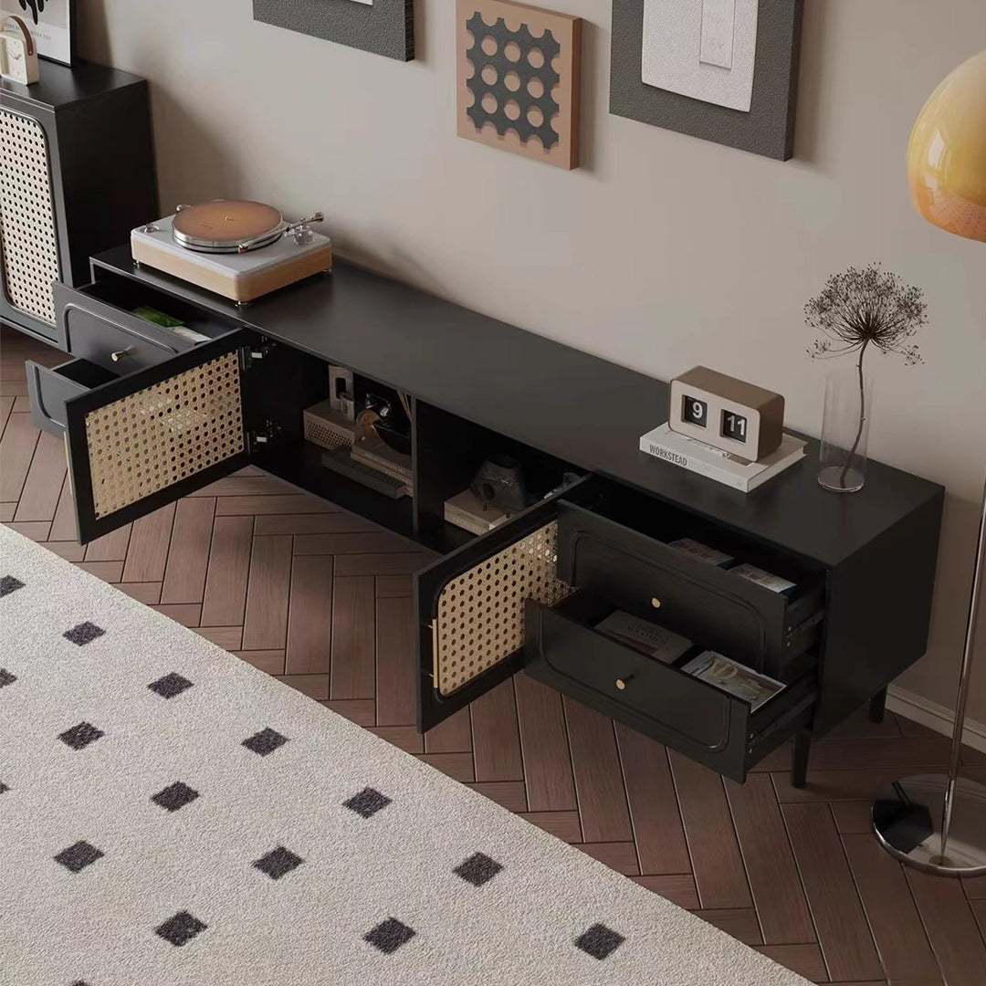 MAS-3293 Masdio Black Rattan Tv Console