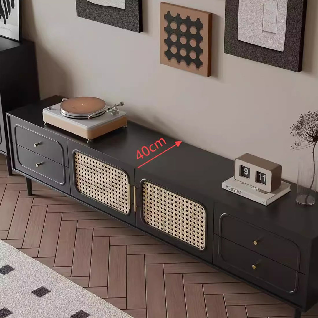 MAS-3293 Masdio Black Rattan Tv Console