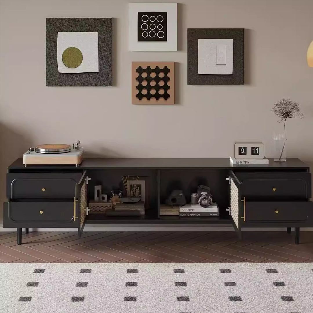MAS-3293 Masdio Black Rattan Tv Console