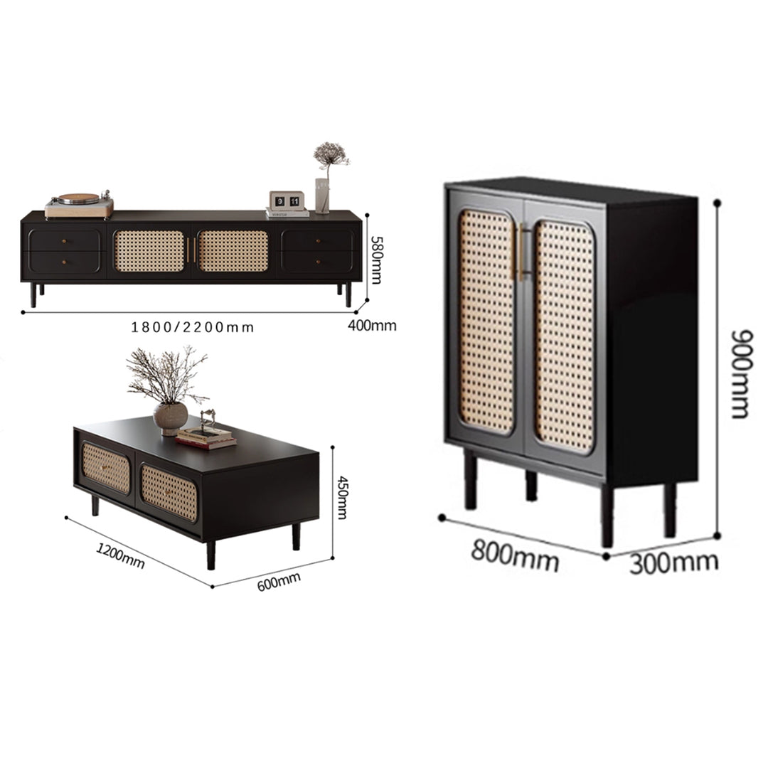 MAS-3293 Masdio Black Rattan Tv Console