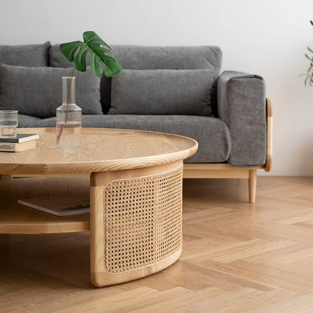 MAS-3304 Masdio Solid Wood Round Rattan Coffee Table