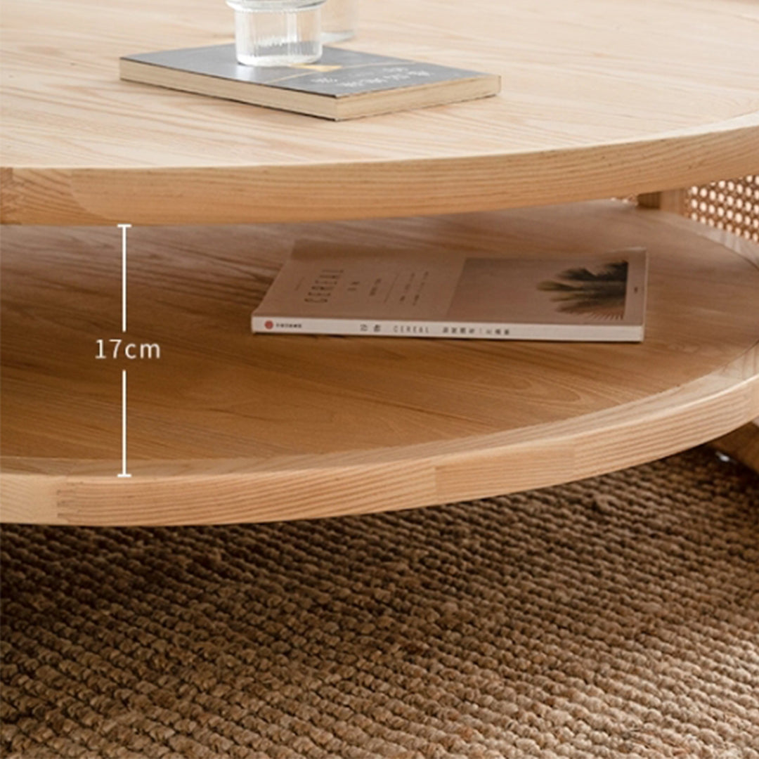 MAS-3304 Masdio Solid Wood Round Rattan Coffee Table