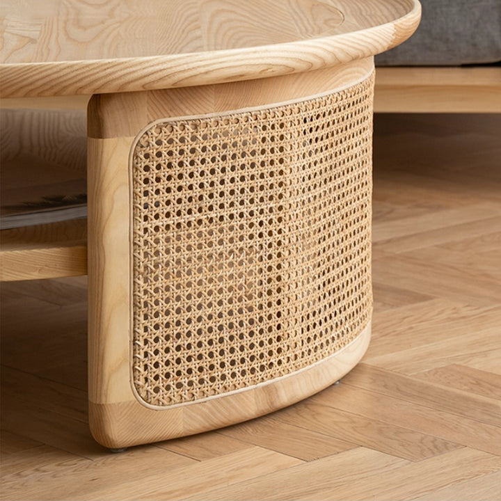 MAS-3304 Masdio Solid Wood Round Rattan Coffee Table