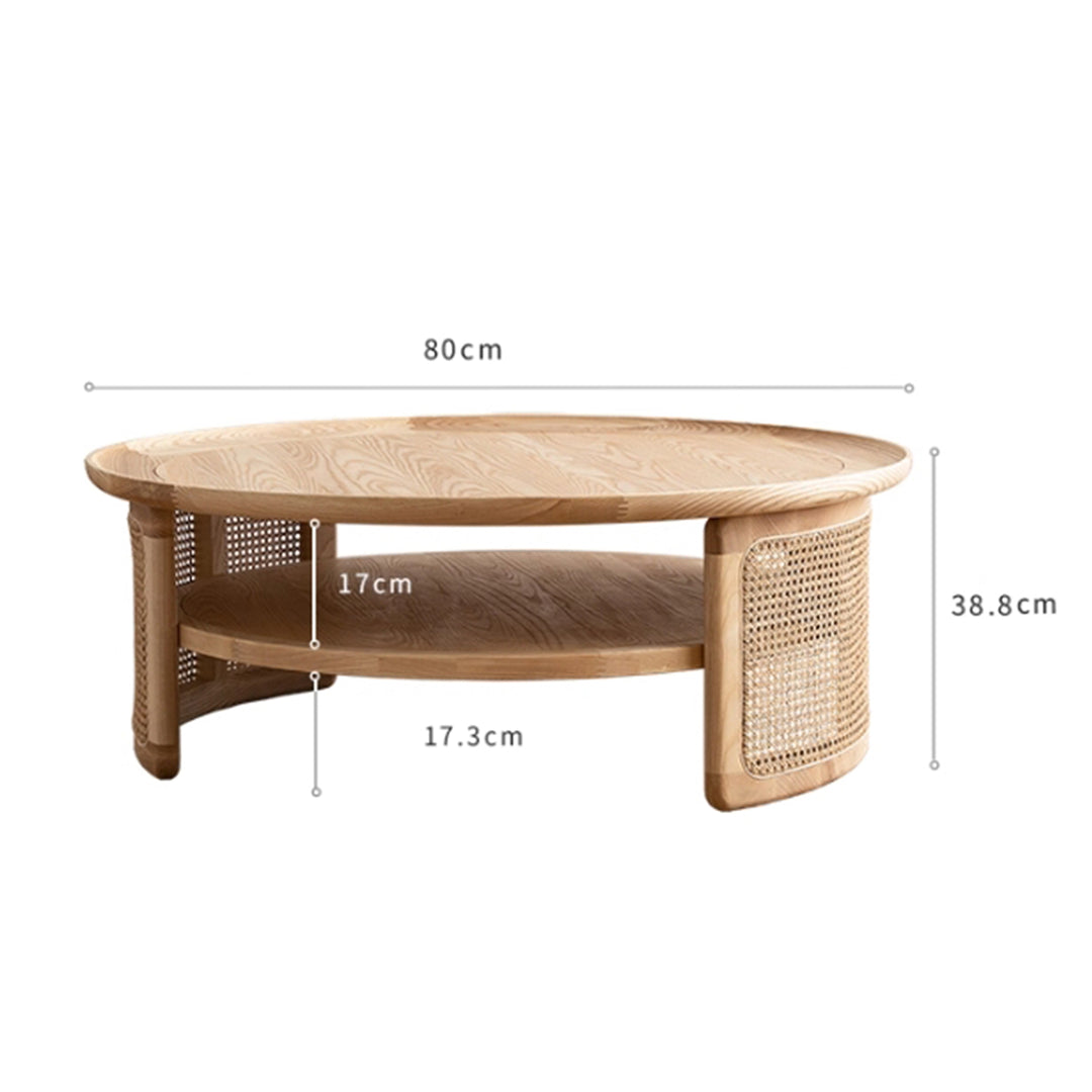 MAS-3304 Masdio Solid Wood Round Rattan Coffee Table