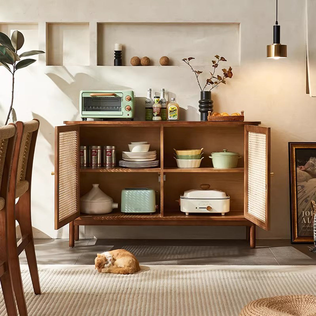 MAS-3320 Masdio Solid Ash Wood Rattan Sideboard