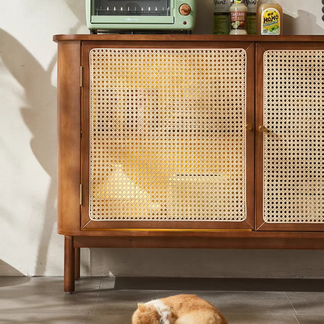 MAS-3320 Masdio Solid Ash Wood Rattan Sideboard