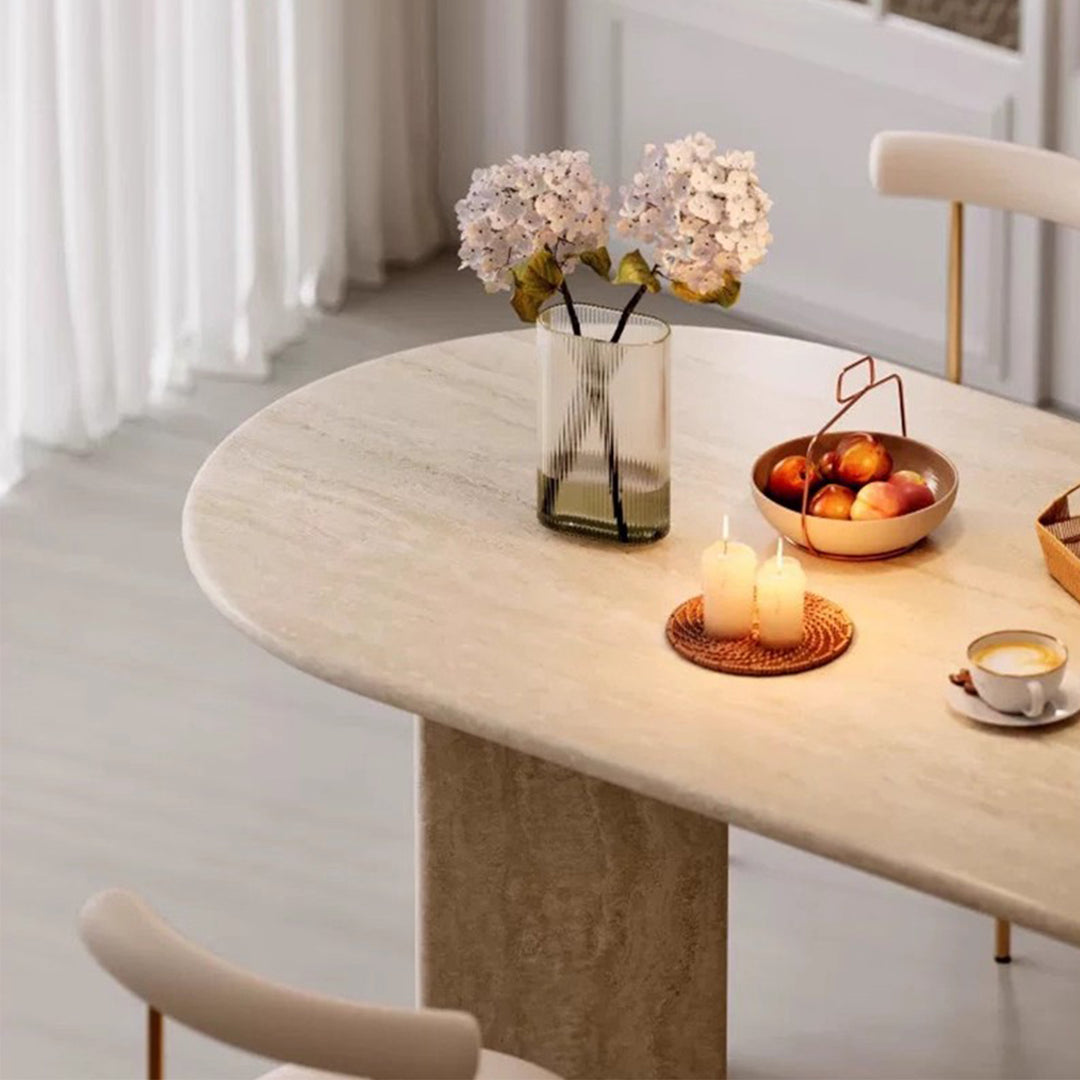 MAS-3618 Masdio Wabi Sabi Travertine Dining Table