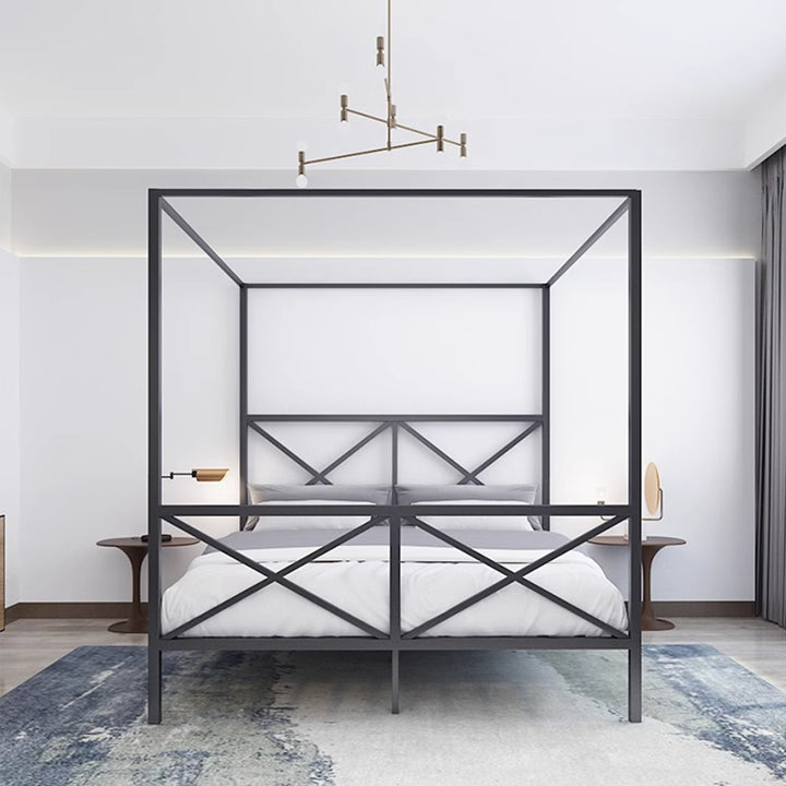 Masdio Modern Industrial Canopy Bedframe Masdio