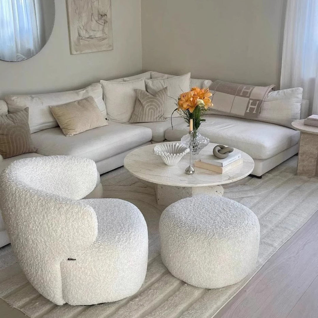 MAS-1209 Masdio Natural Travertine Round Marble Coffee Table Present Them