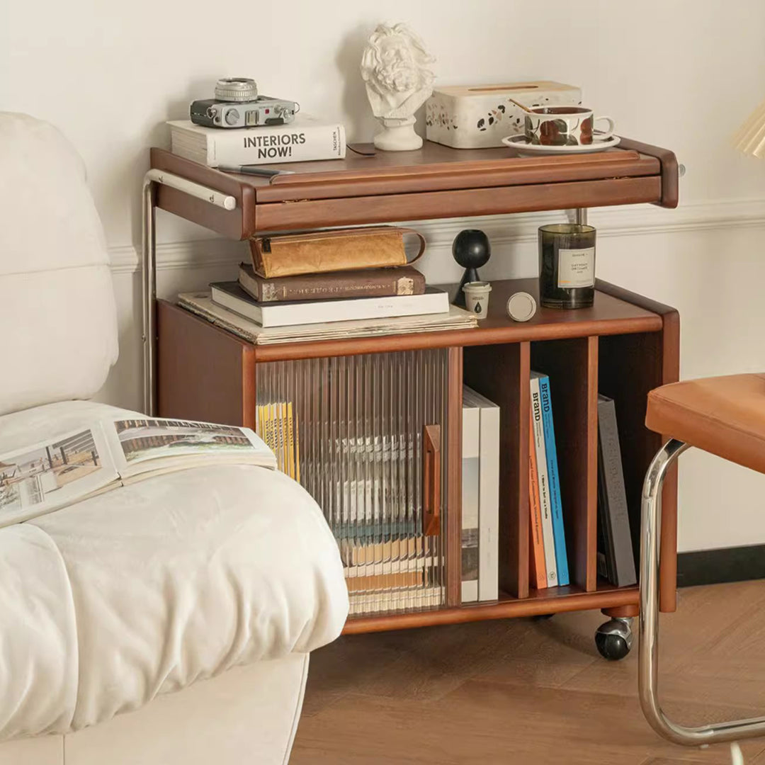 MAS-1271 Masdio Oak Wood Rolling Cabinet Present Them