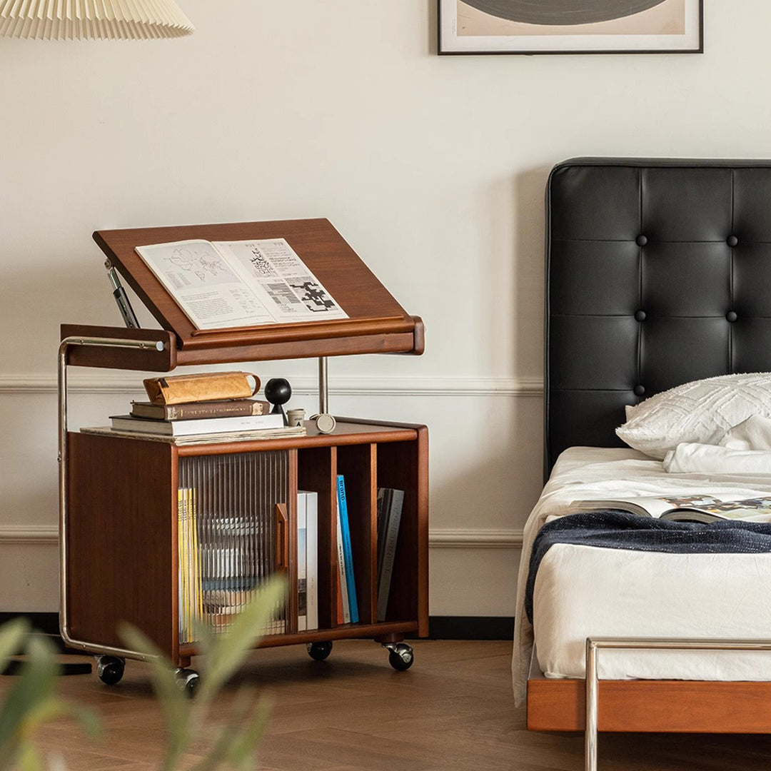 MAS-1271 Masdio Oak Wood Rolling Cabinet Present Them