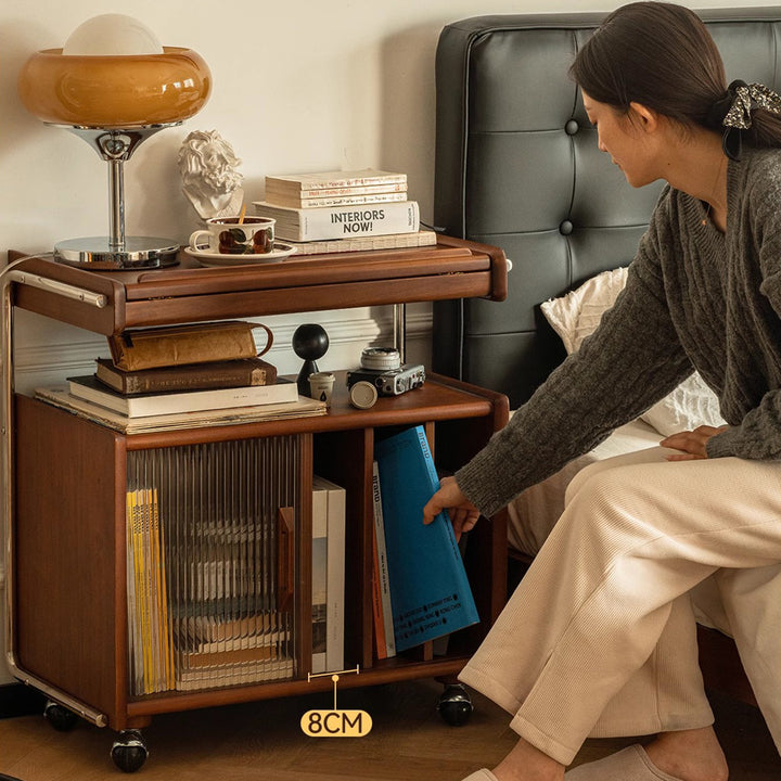 MAS-1271 Masdio Oak Wood Rolling Cabinet Present Them