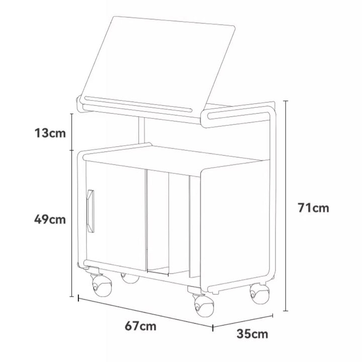 MAS-1271 Masdio Oak Wood Rolling Cabinet Present Them