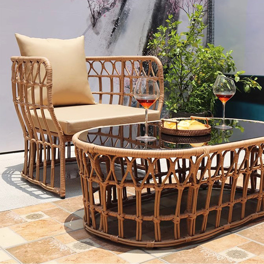 Outdoor Rattan Chair and Table Present Them