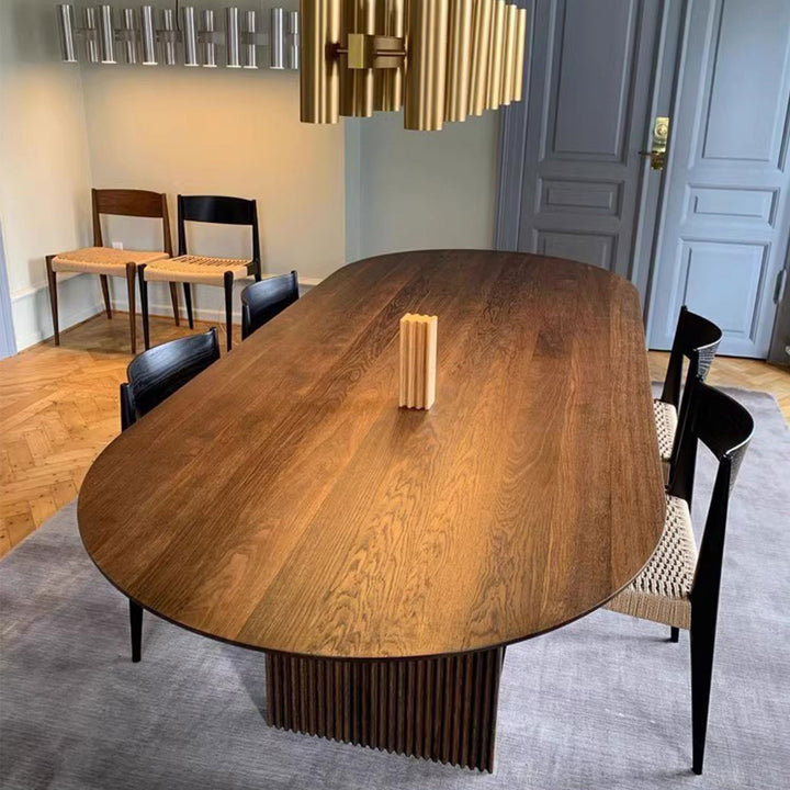 MAS-1592  Masdio Oval Solid Pine Pedestal Dining Table Masdio