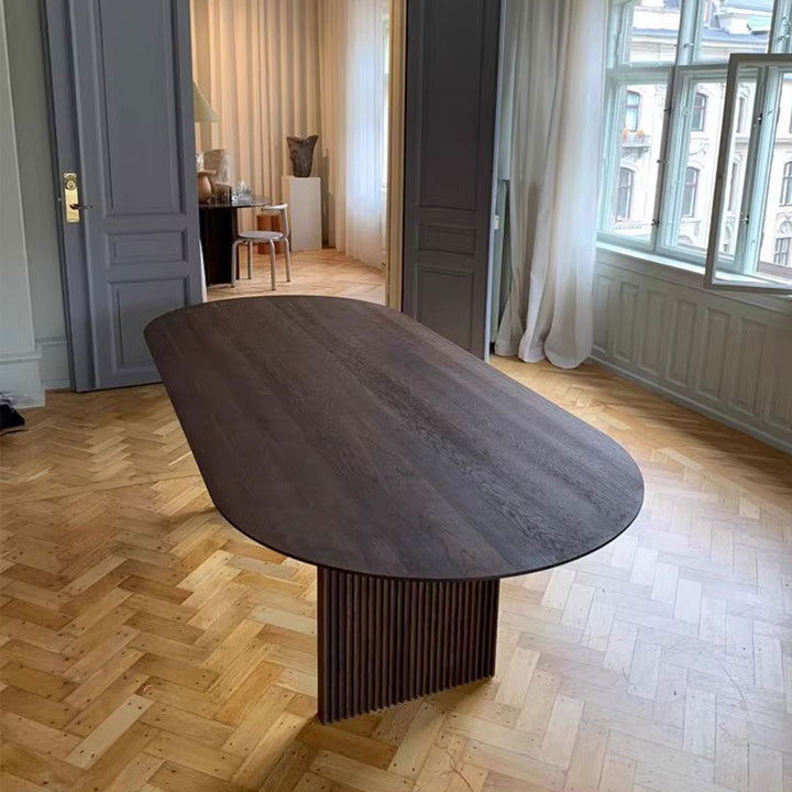 MAS-1592  Masdio Oval Solid Pine Pedestal Dining Table Masdio