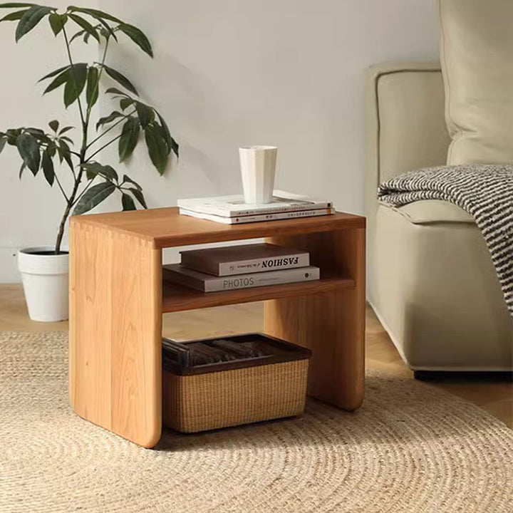 MAS-1275 Masdio Pinewood End Table with Built-In Storage Present Them