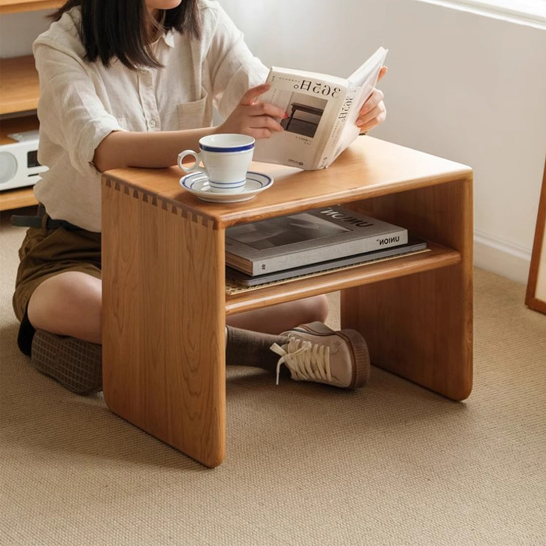 MAS-1275 Masdio Pinewood End Table with Built-In Storage Present Them