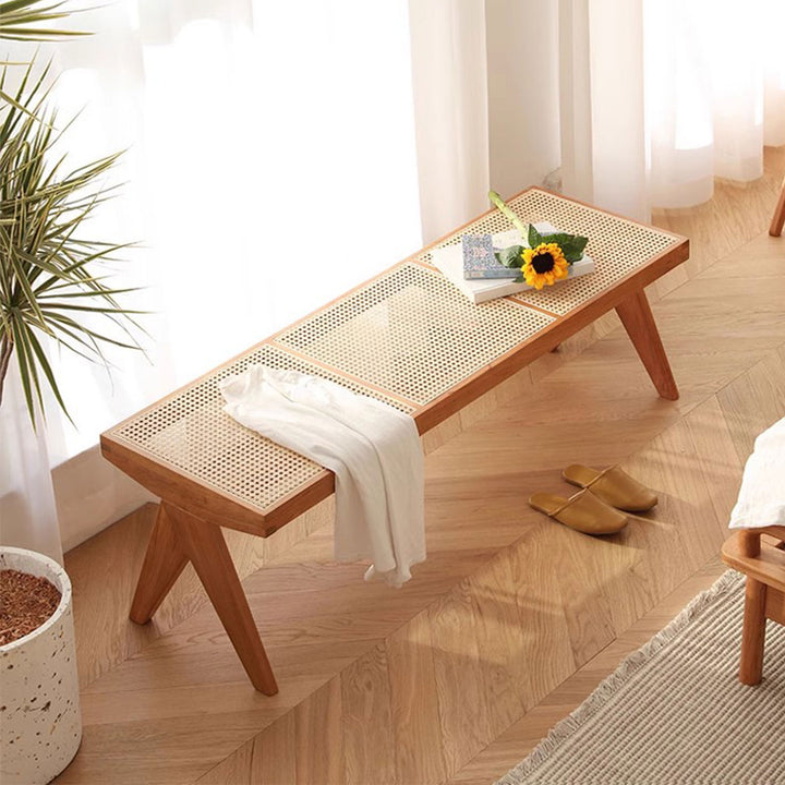Rattan Bench & Ottoman Present Them