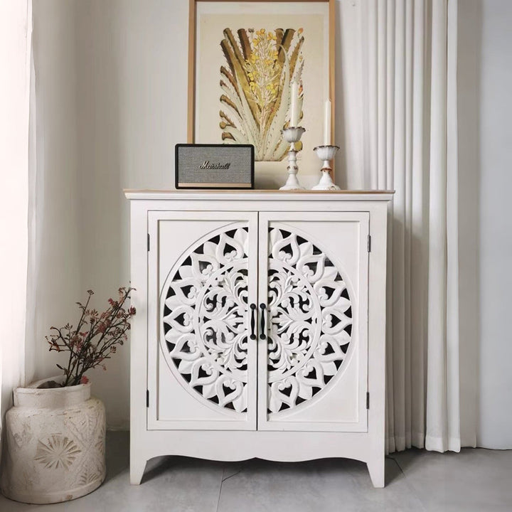 MAS-1320 Masdio Retro Carved Solid Wood Shoe Cabinet Masdio