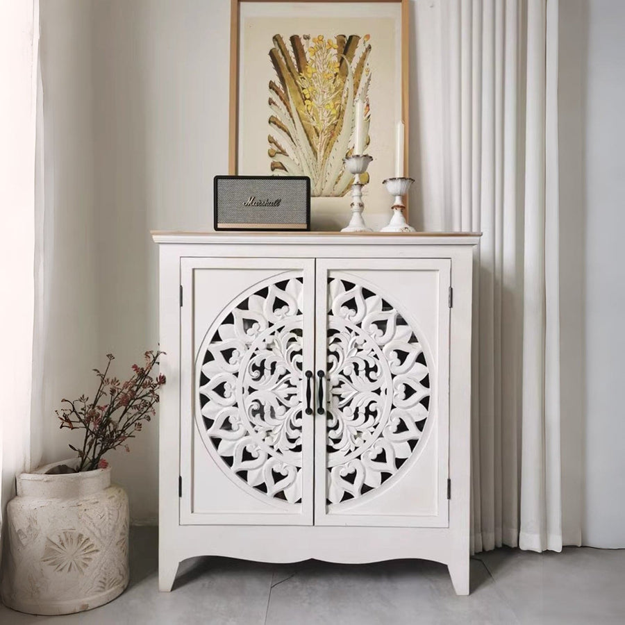 MAS-1320 Masdio Retro Carved Solid Wood Shoe Cabinet Masdio
