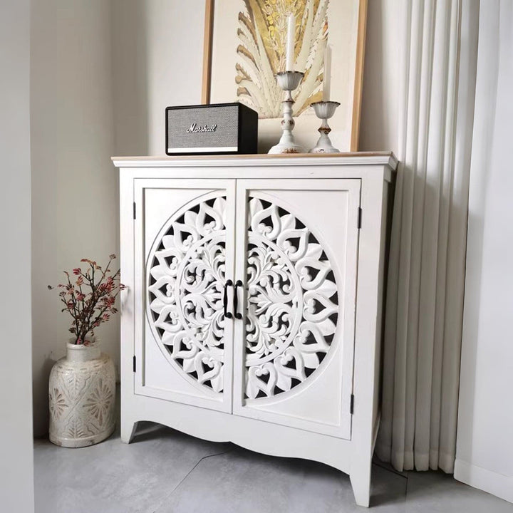 MAS-1320 Masdio Retro Carved Solid Wood Shoe Cabinet Masdio