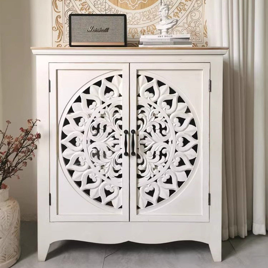 MAS-1320 Masdio Retro Carved Solid Wood Shoe Cabinet Masdio