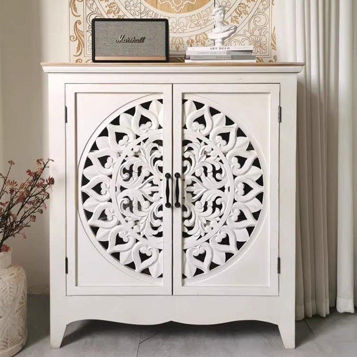 MAS-1320 Masdio Retro Carved Solid Wood Shoe Cabinet Masdio
