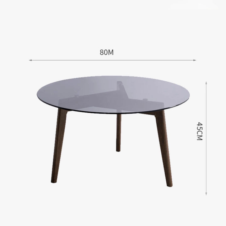 MAS-1372 Masdio Round Glass Solid Wood Coffee Table Masdio