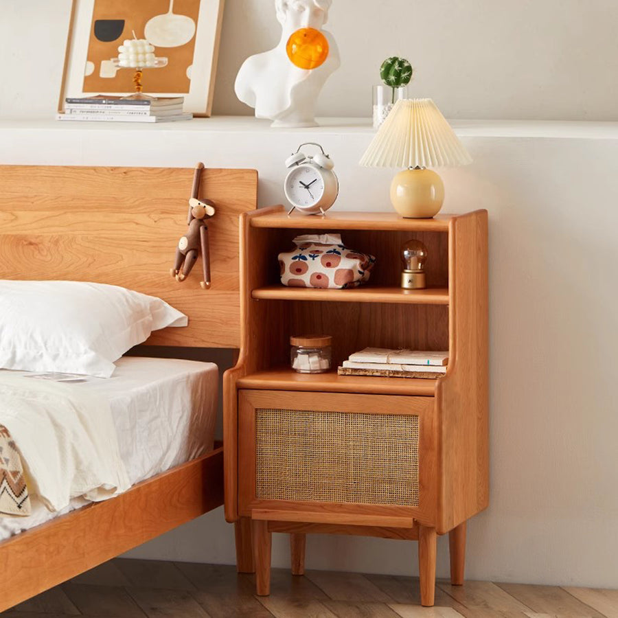 MAS-1267 Masdio Rustic Solid Wood Nightstand with Drawer Present Them
