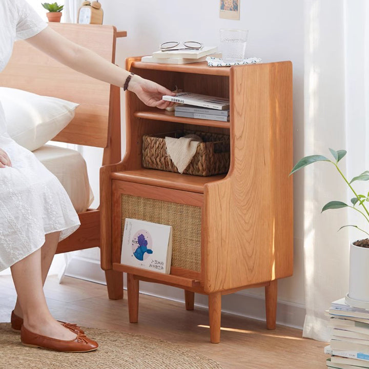 MAS-1267 Masdio Rustic Solid Wood Nightstand with Drawer Present Them