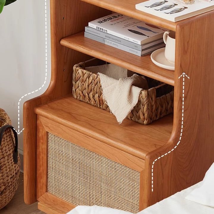 MAS-1267 Masdio Rustic Solid Wood Nightstand with Drawer Present Them