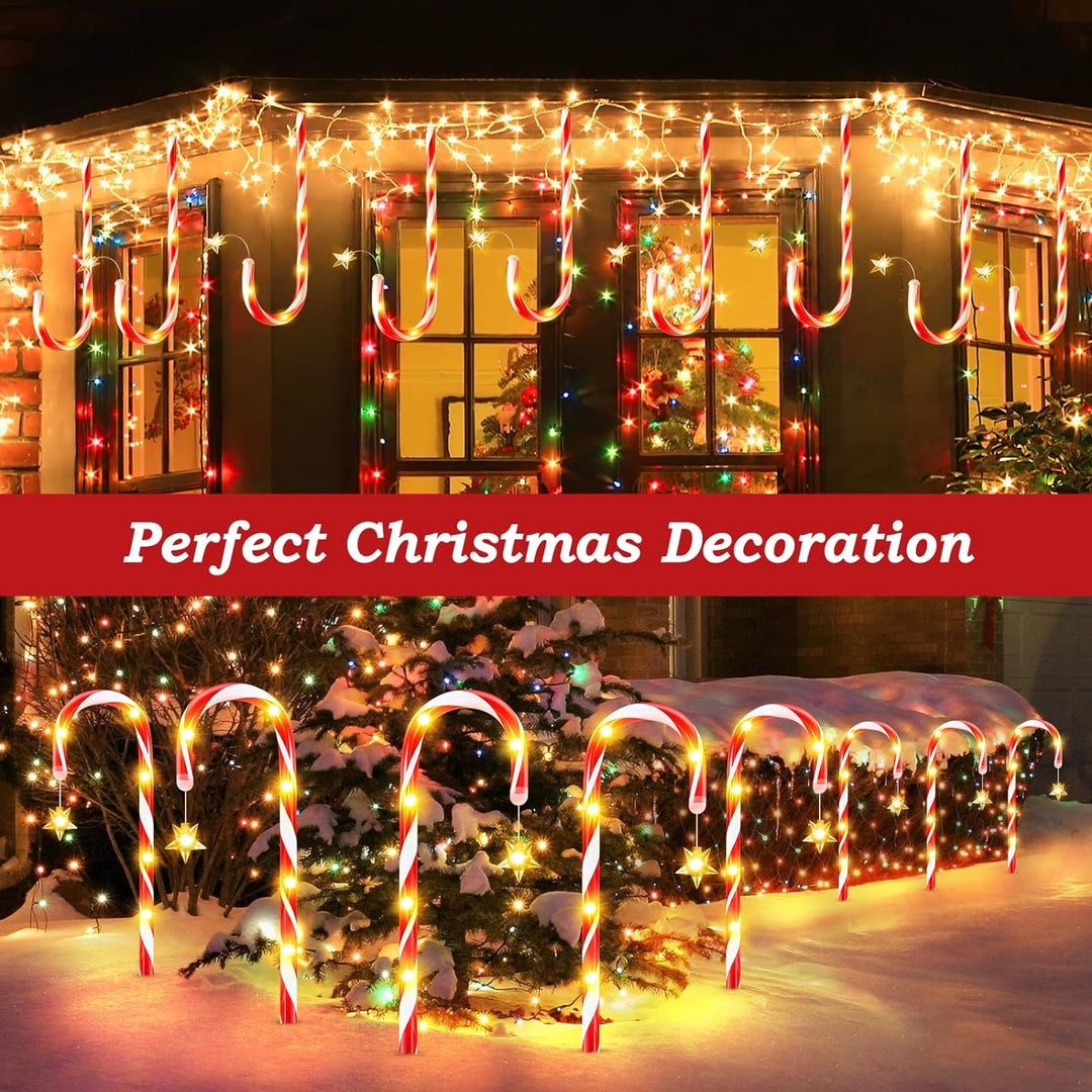 Solar Candy Cane Outdoor Yard - Christmas Version (24 Pack) Masdio