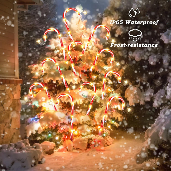 Solar Candy Cane Outdoor Yard - Christmas Version (24 Pack) Masdio