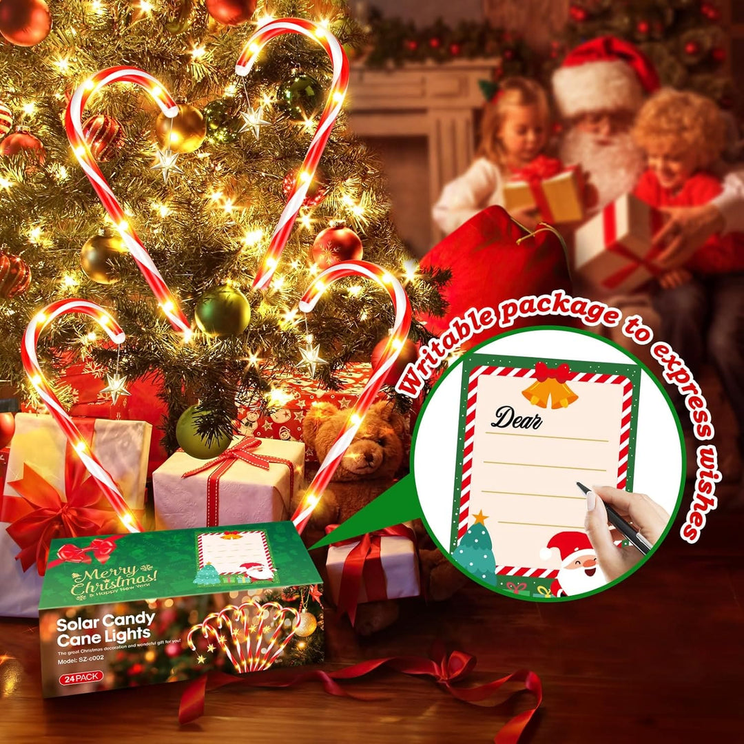 Solar Candy Cane Outdoor Yard - Christmas Version (24 Pack) Masdio