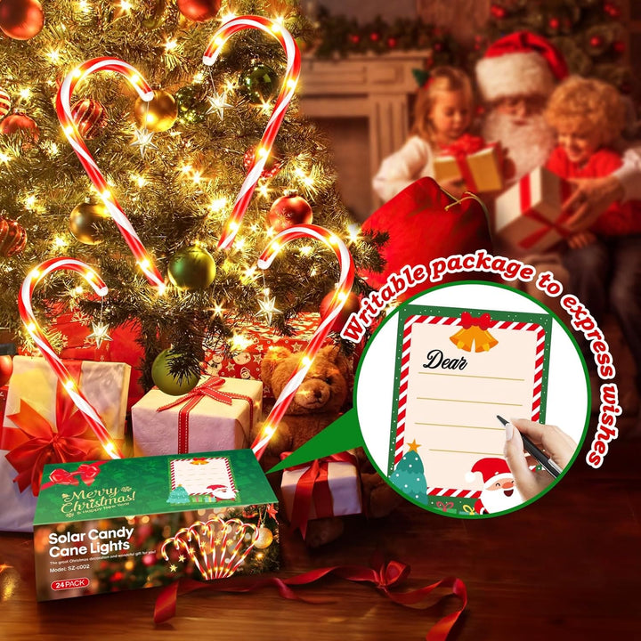 Solar Candy Cane Outdoor Yard - Christmas Version (24 Pack) Masdio